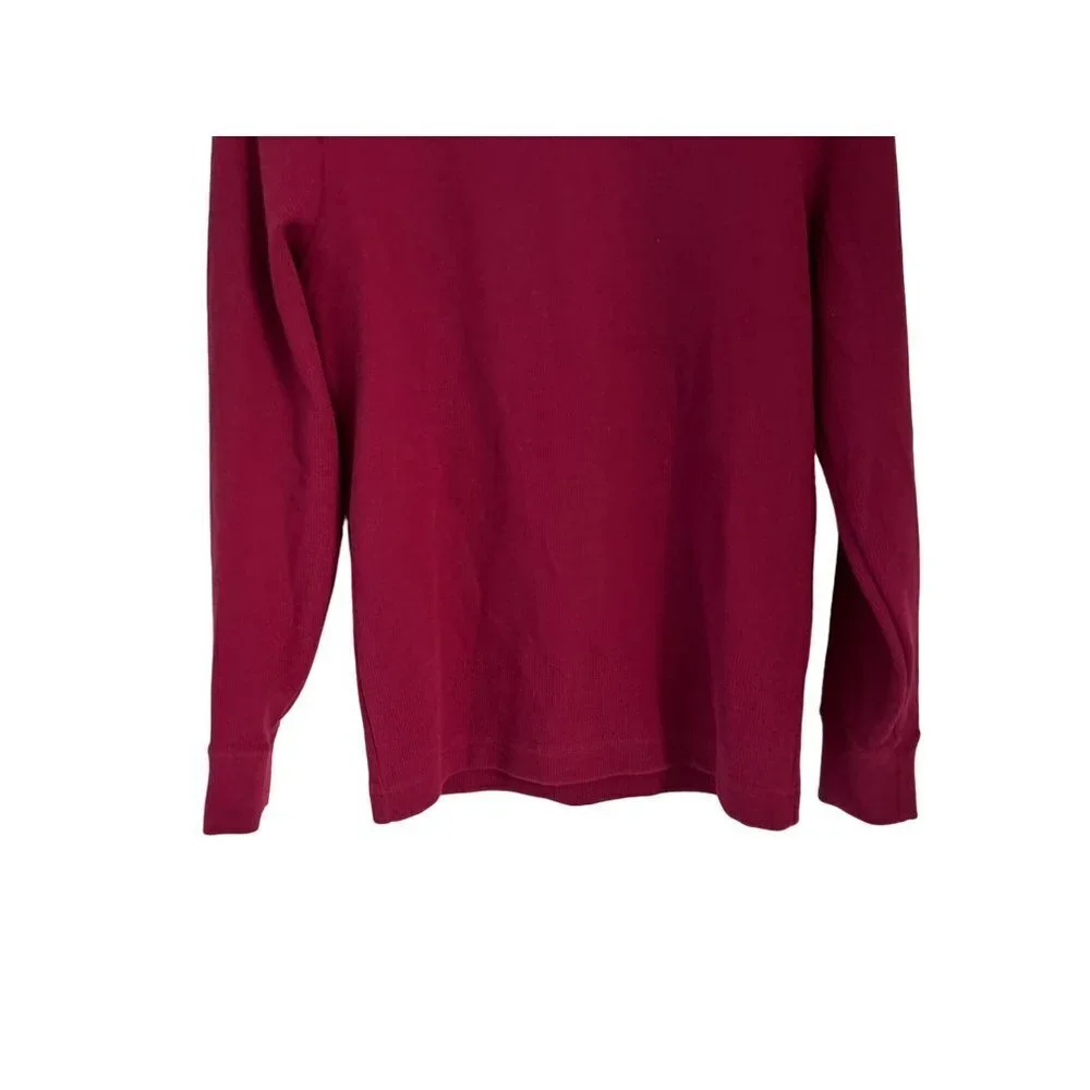 BANANA REPUBLIC Cotton Waffled Tee Sweatshirt Crewneck in Burgundy Size Med